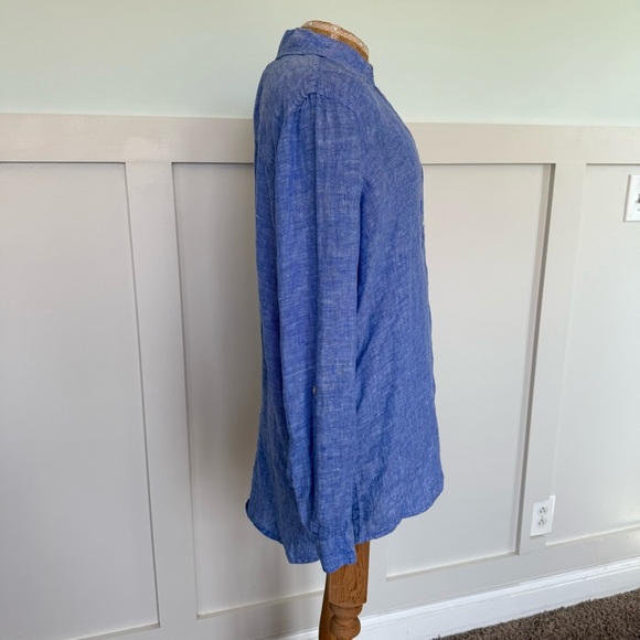 Sigrid Olsen Linen Shirt SM Blue Button Front Lagenlook Resort Coastal Chic - Picture 3 of 8